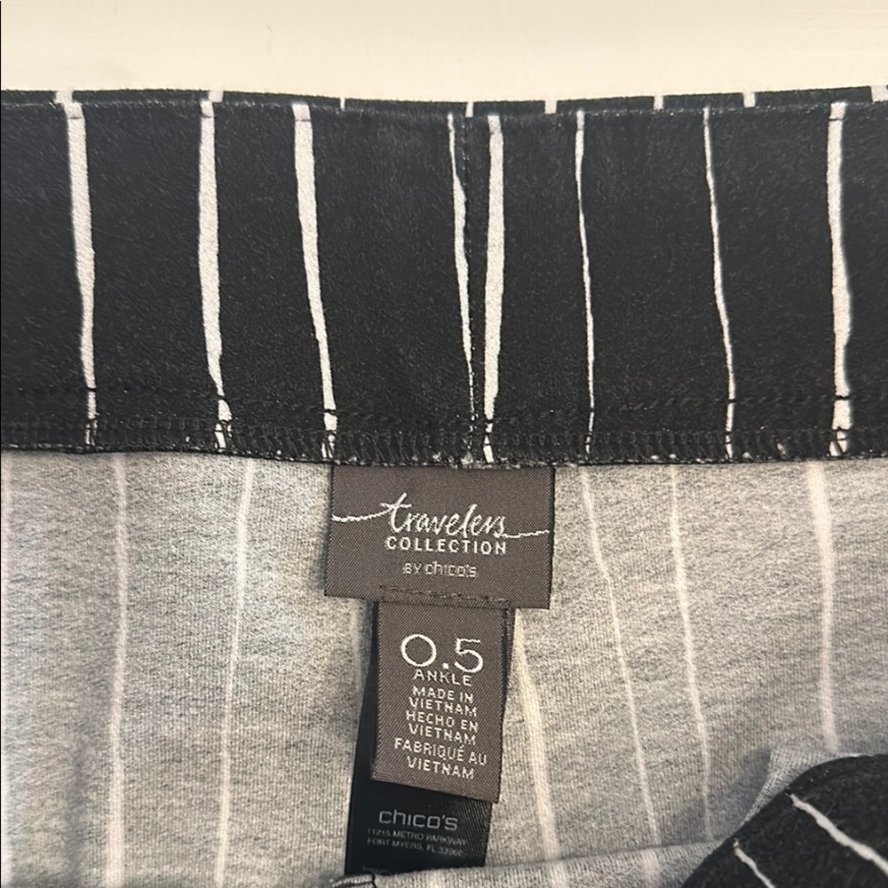 Chico's Travelers Collection Black and White Striped Pants - Picture 2 of 7